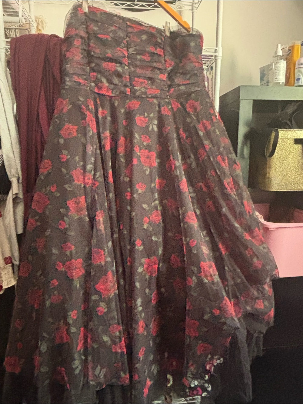 Torrid x Betsy Johnson Strapless Party Dress with Red Roses